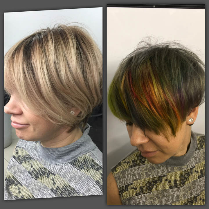 Haircut and Color Before and After MI