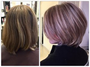 Haircut and Color Before and After MI