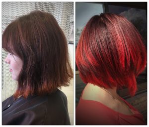 Haircut and Color Before and After MI