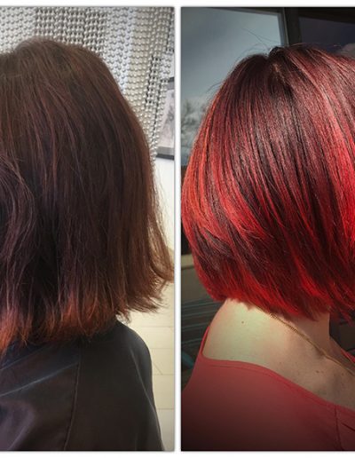 Haircut and Color Before and After MI