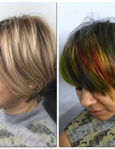 Haircut and Color Before and After MI