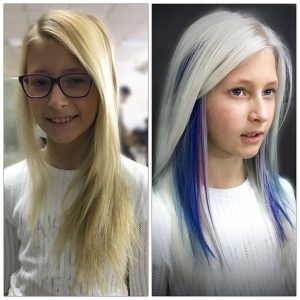 Haircut and Color Before and After MI